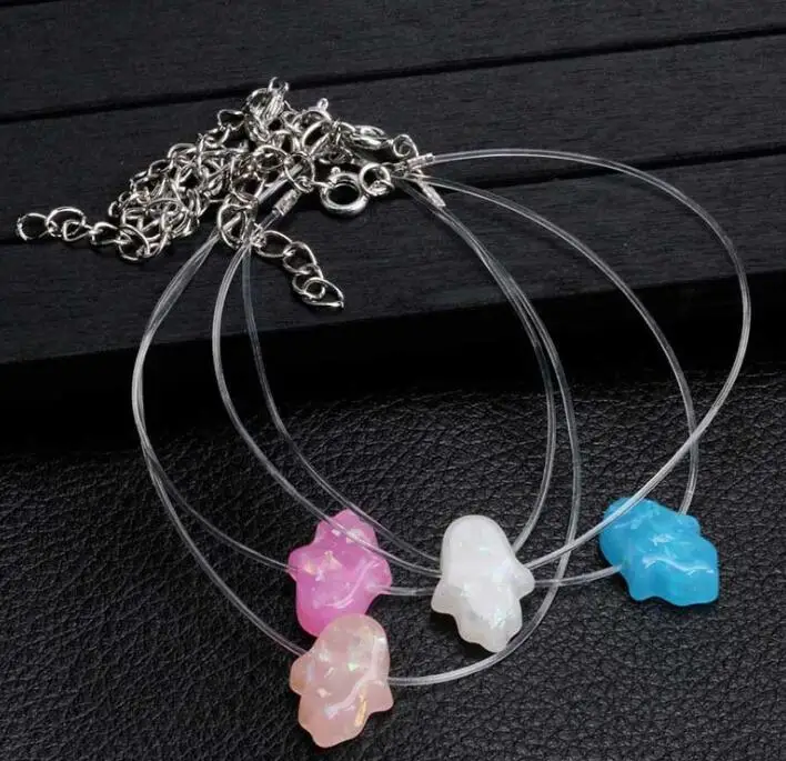 Модный браслет на руку “Хамса” для Для женщин простой синий розовый прозрачный