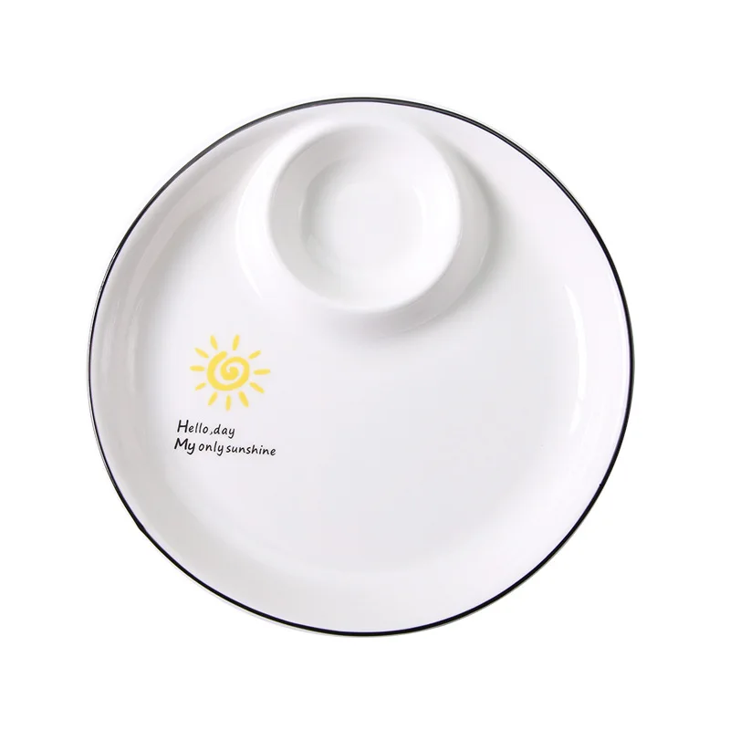 22 см мультяшная круглая керамическая тарелка скандинавский черный край для