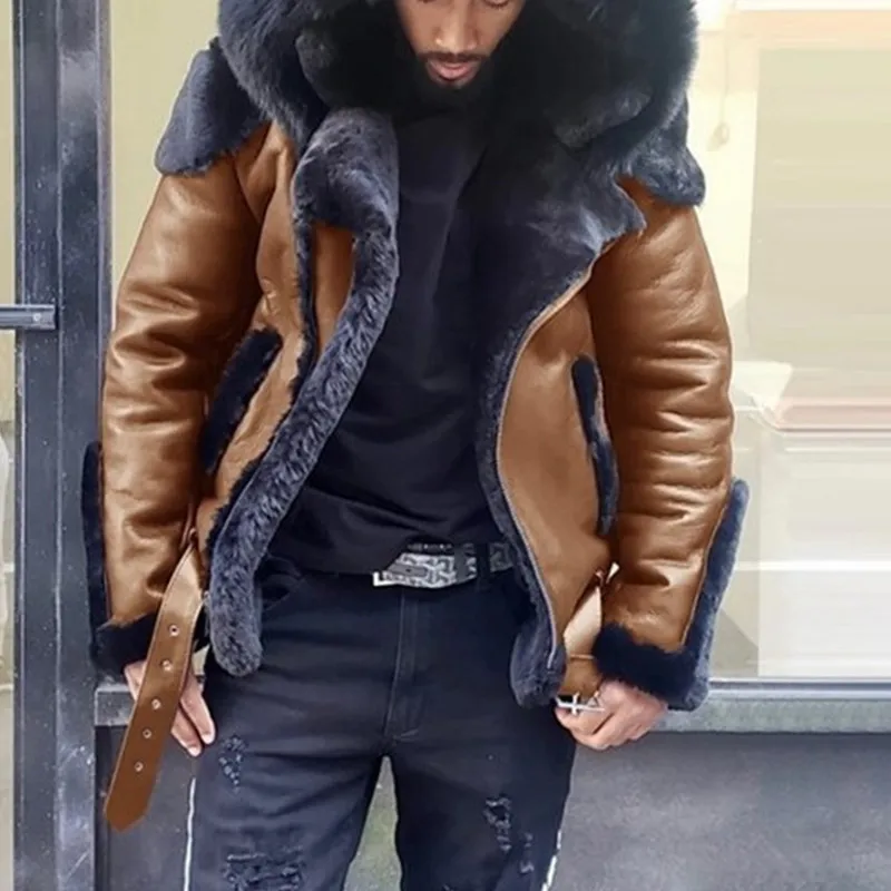 

Мужская хлопковая куртка в стиле панк, куртка большого размера с мехом, для осени и зимы, 2021