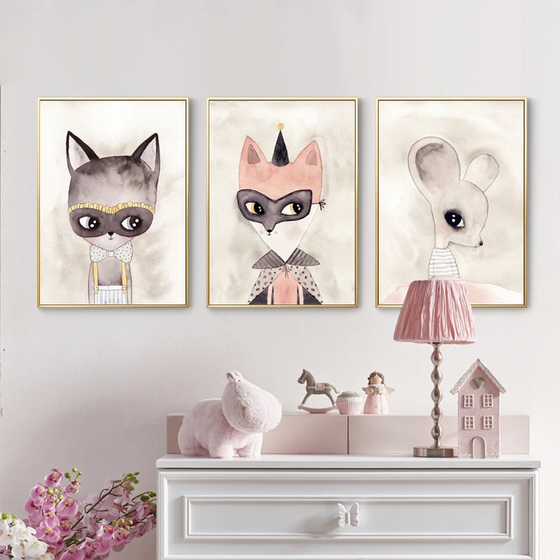 Скандинавский абстрактный плакат с лисой Современная Настенная живопись на