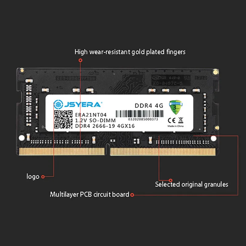 

JSYERA 4G DDR4 RAM 2666MHz 1.2V 288-Pin Notebook Memory Module, Suitable for Notebook Computers (Universal)