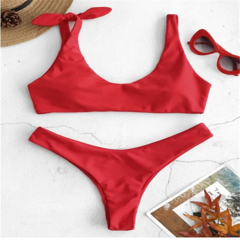 Нейлоновые гидрокостюмы костюм из двух частей комплект Красного бикини женская