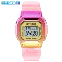synoke watch cool women girls watches fashion 50m waterproof transparent strap lady women digital wristwatch 9622 reloj mujer