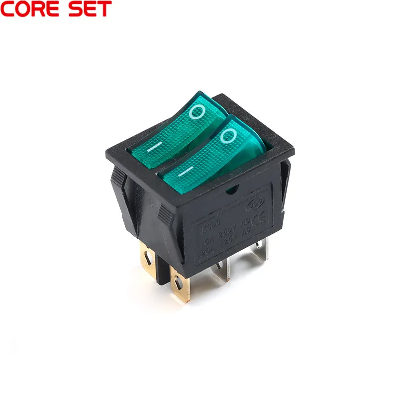 Кулисный Переключатель KCD6 прозрачный красный зеленый светодиодный светильник