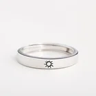Кольца серебряного цвета в простом стиле с изображением солнца Луны пары колец его и ее обещания для влюбленных Подарок на годовщину регулируемые кольца