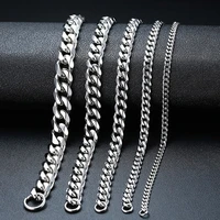 vnox mens simple 3 11mm stainless steel curb cuban link chain bracelets for women unisex wrist jewelry gifts