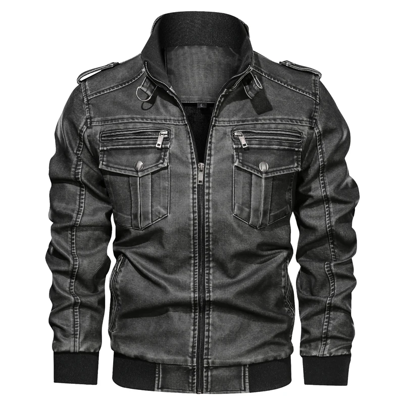 

Jacket fashion pu plus size bomber jacket male L-6XL autumn and winter new male killer leather jacket retro locomotive artificia