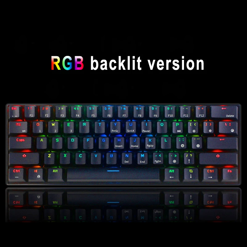 RGB-Black Bluetooth механические игровые клавиатуры Тонкий 61 клавиши RGB с одной подсветкой Подсветка поддержка Wins/Android/iOS - Цвет: RGB-Black