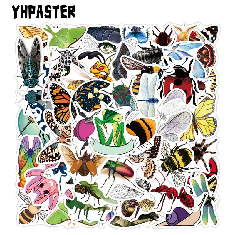 

10/30/50 PCS Nature Insect Stickers Butterfly Spider For Toy Phone Luggage Laptop Car DIY Waterproof Decals Sticker For Kids