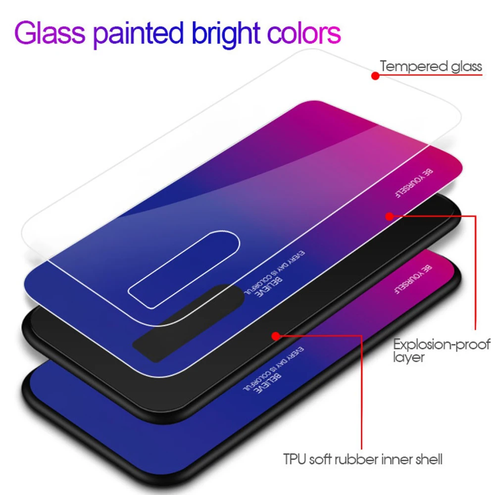 

New Product Luxurious Fashion Anti-Scratch Anti-Knock Gradient 9H Tempered Glass Case Protective Case For VIVO Mobile Phone Case