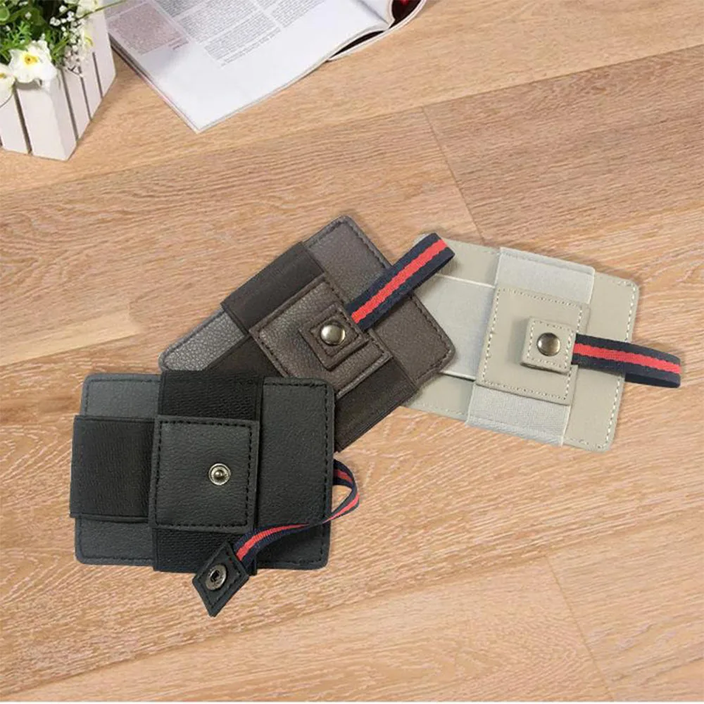 

KUDIAN BEAR PU Leather Slim Card Holder Mini Men Wallet Fashion Male Buckle Purse Work Permit Case FED774 PM49