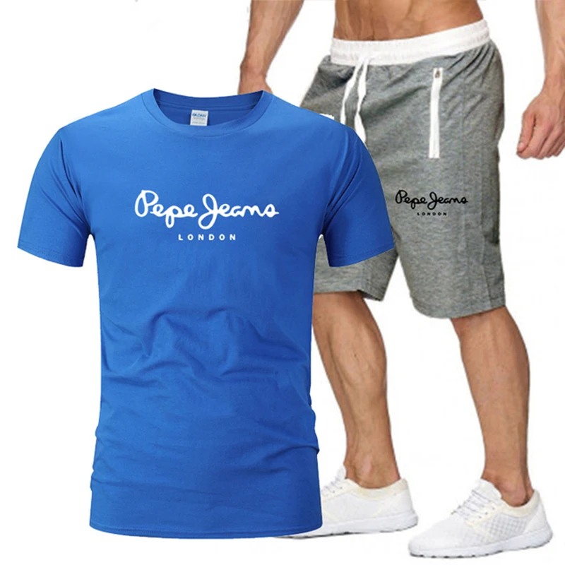 

Men's Letter Print Sportswear Suits Loose Short Sleeve T-shirts and Shorts Casual Sportswear Summer T shirts Sets Outfits 2021