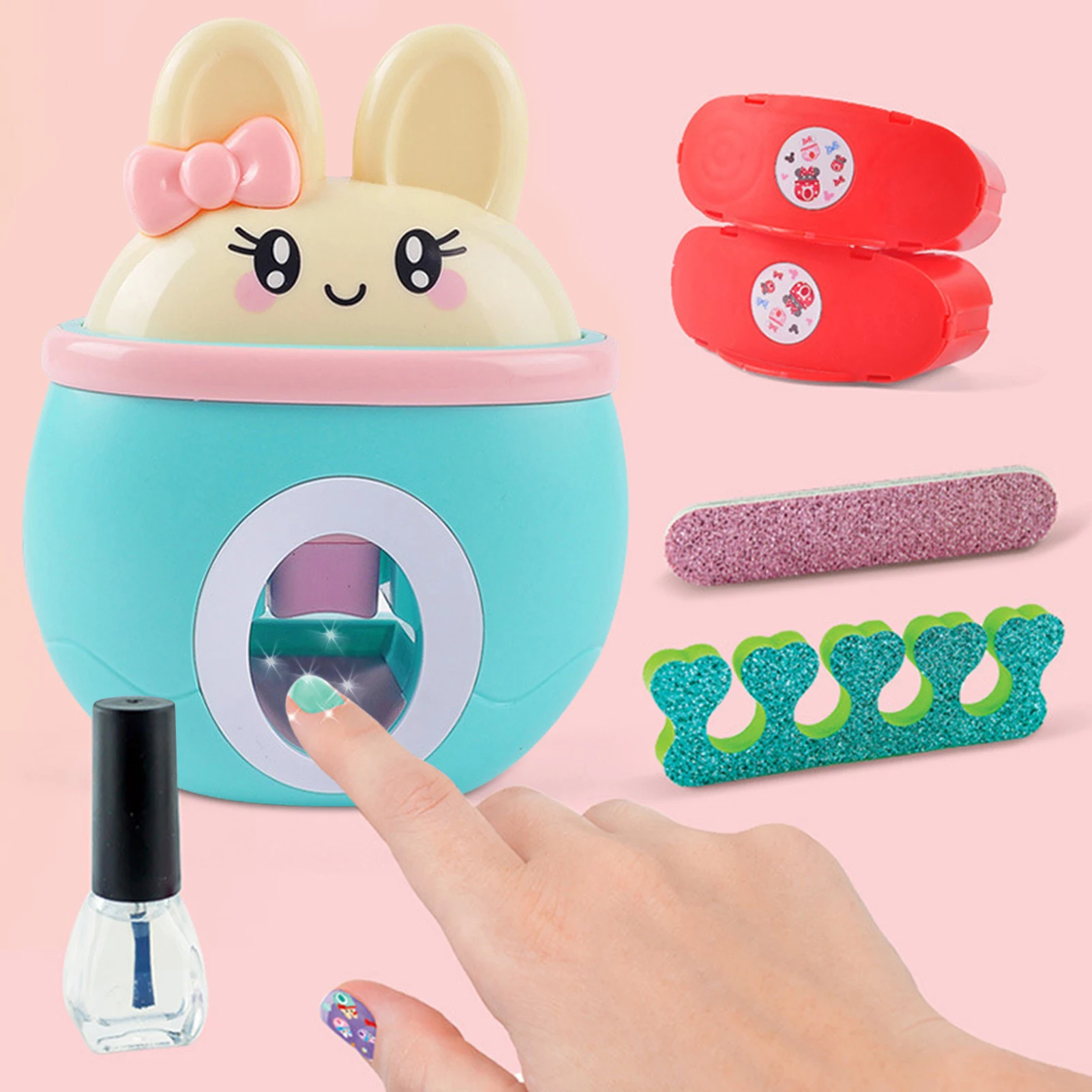 22Pcs/set Makeup Toys Kids Nail Art Kit Cute Pretend Play Set Stamper Perfect Gift For Girls Education | Красота и здоровье