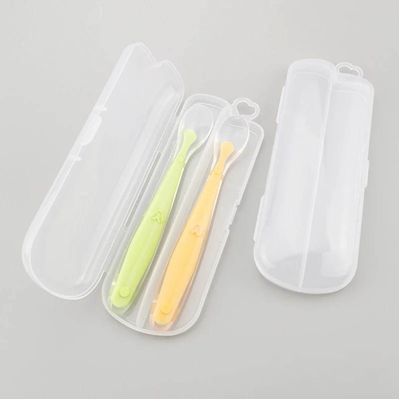Прозрачная коробка для хранения силиконовая ложка грудничков Еда детский ящик