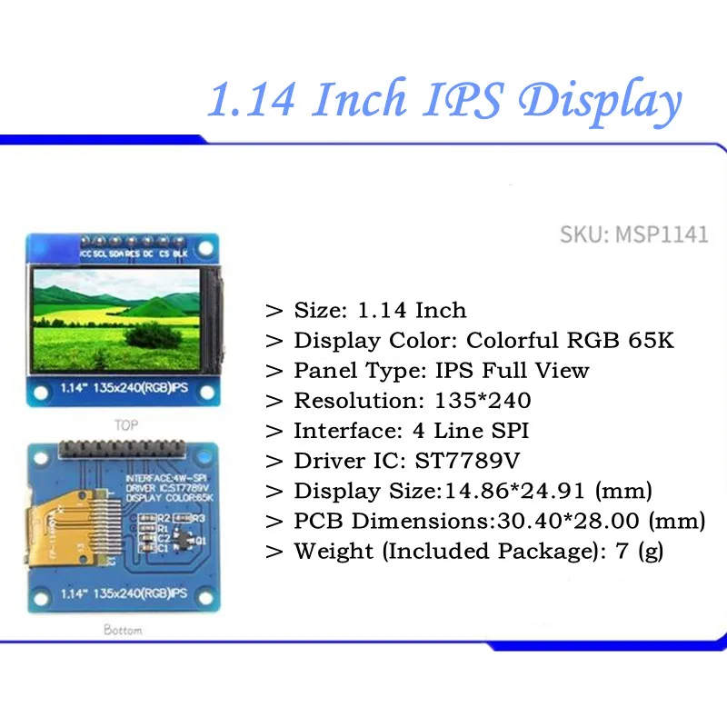 Последовательный дисплей IPS 0 96 ''/1 14''/1 3 54''/2 'ཽK SPI полноцветный TFT ЖК