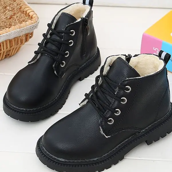 

Children's Martin Boots 2021 New Girls'boots Spring and Autumn British Boys'booties Warm Medium-size Children's Leather Boots
