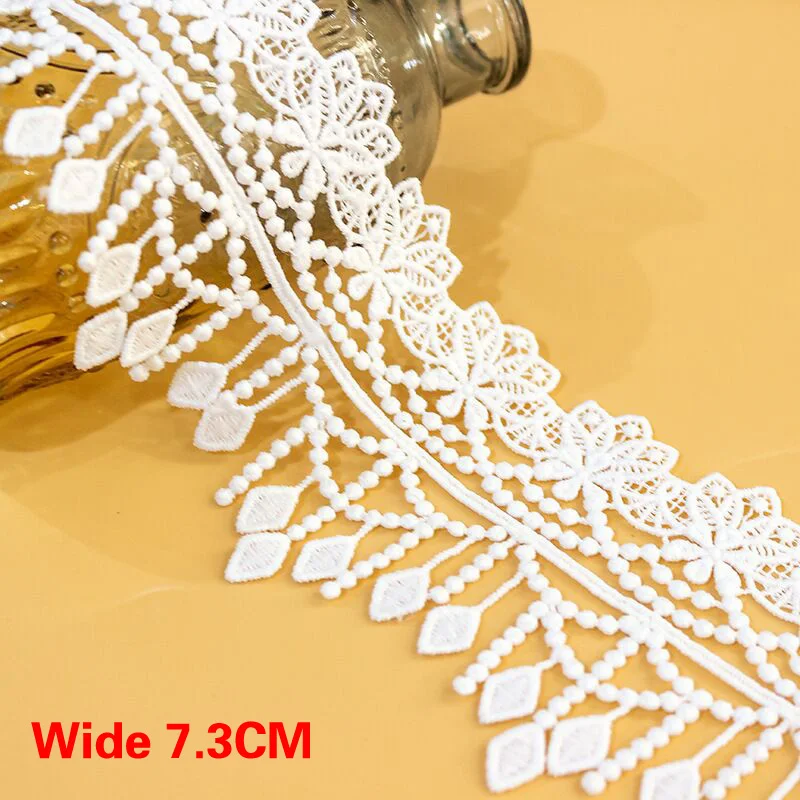 Белая Водорастворимая кружевная ткань хлопчатобумажная вышитая лента отделка