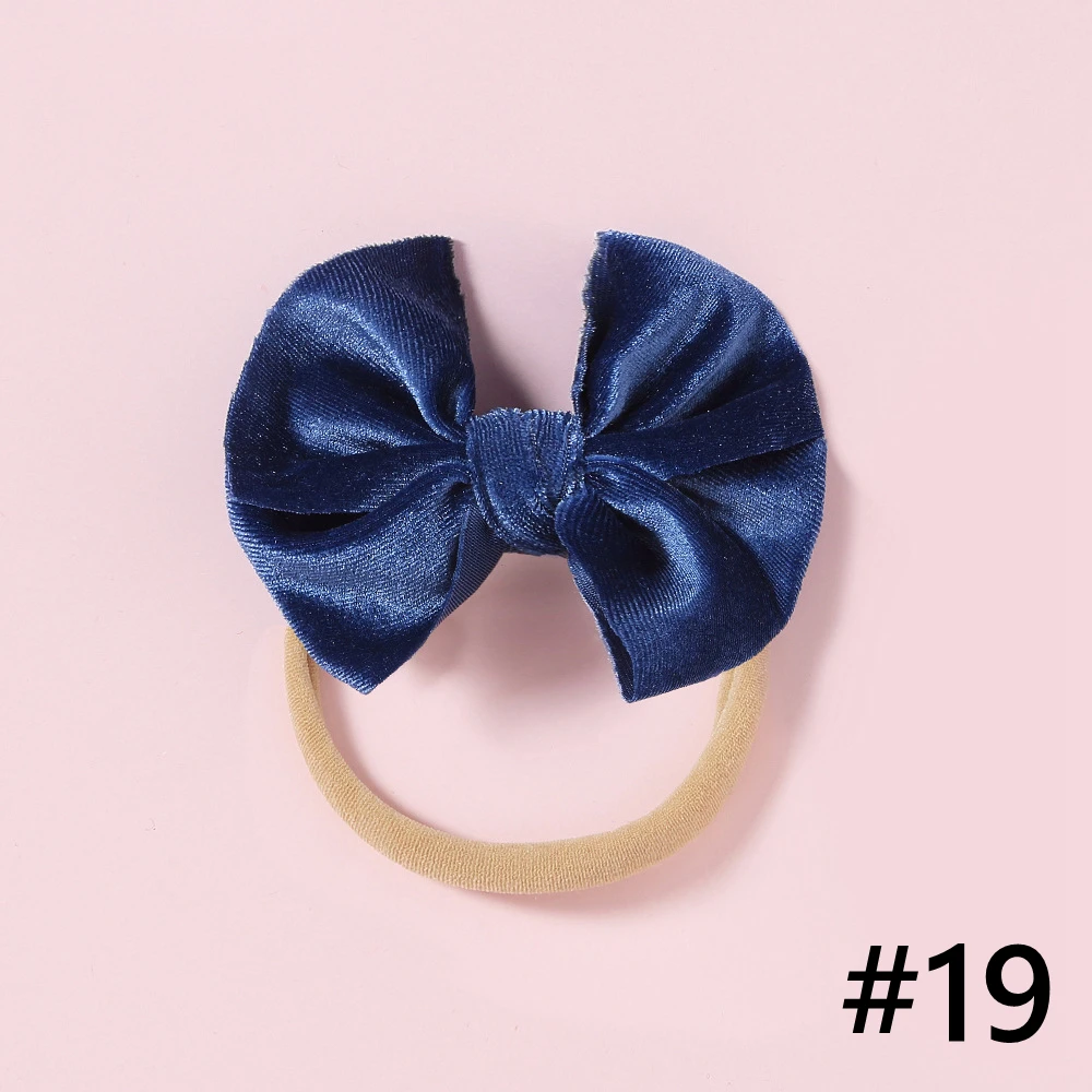 Baby Girls Velvet Headband Spring Kids Bows Hairband For Newborn Headbands Nylon Skinny Infant Head Band Elastic Bandage Soft | Детская