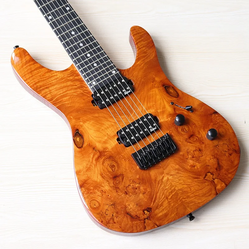 1 stücke kanada ahorn holz neck baum burl top holz 7 string e gitarre 39 zoll 24f hochglanz musical instrument mit fehler free global shipping