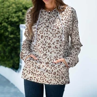 spring new leopard print sweatshirt women long sleeve hooded drawstring pocket tops female harajuku casual pullover sweatshirt
