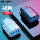 USLION 48 Вт Быстрая зарядка QC 3,0 USB универсальный мобильный телефон зарядное устройство настенный адаптер для быстрой зарядки для iPhone Samsung Huawei Xiaomi 12