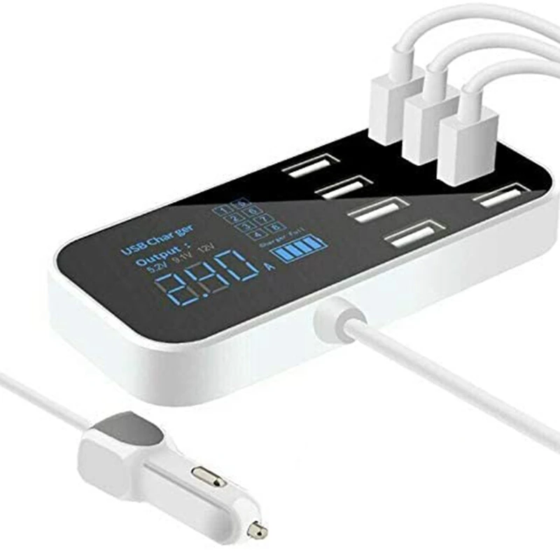 

Автомобильное зарядное устройство A9S с 8 USB-портами и ЖК-дисплеем