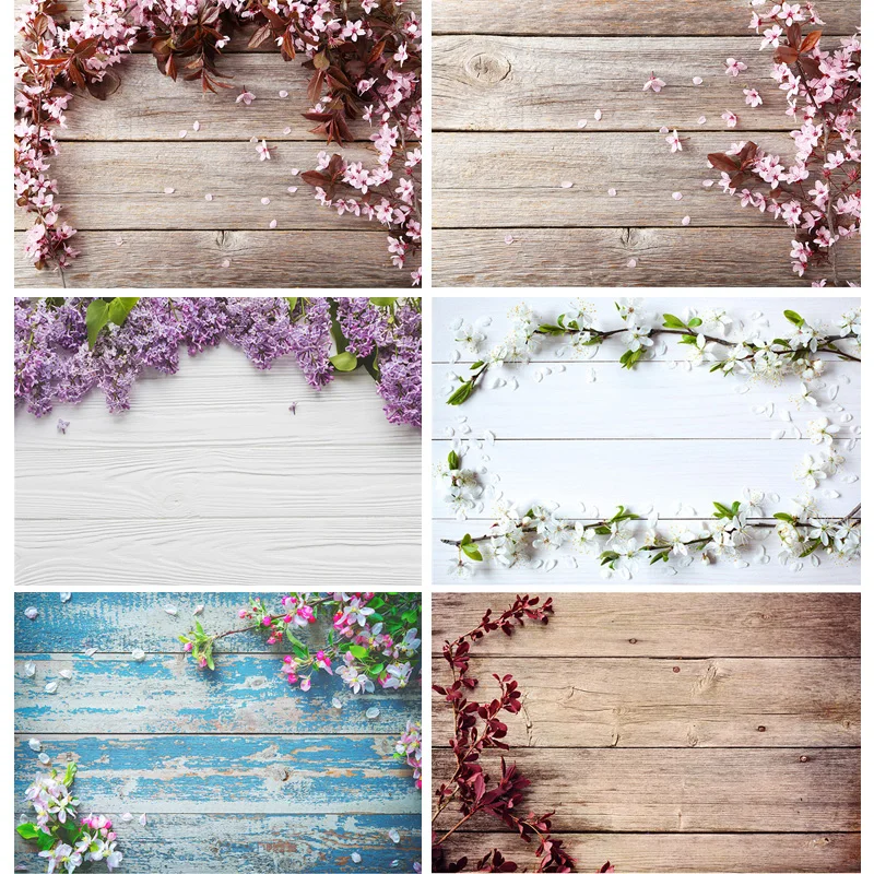 

ZHISUXI Vinyl Photography Backdrops Flower and wood Planks Theme Photography Background DST-1019