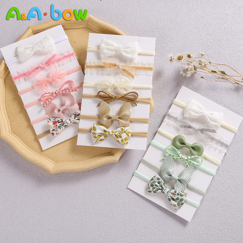 6 unids/set colorido lazo cinta para beb&eacute; ni&ntilde;a el&aacute;stico nailon suave diadema reci&eacute;n nacido beb&eacute; turbante beb&eacute; accesorios para el pelo-0