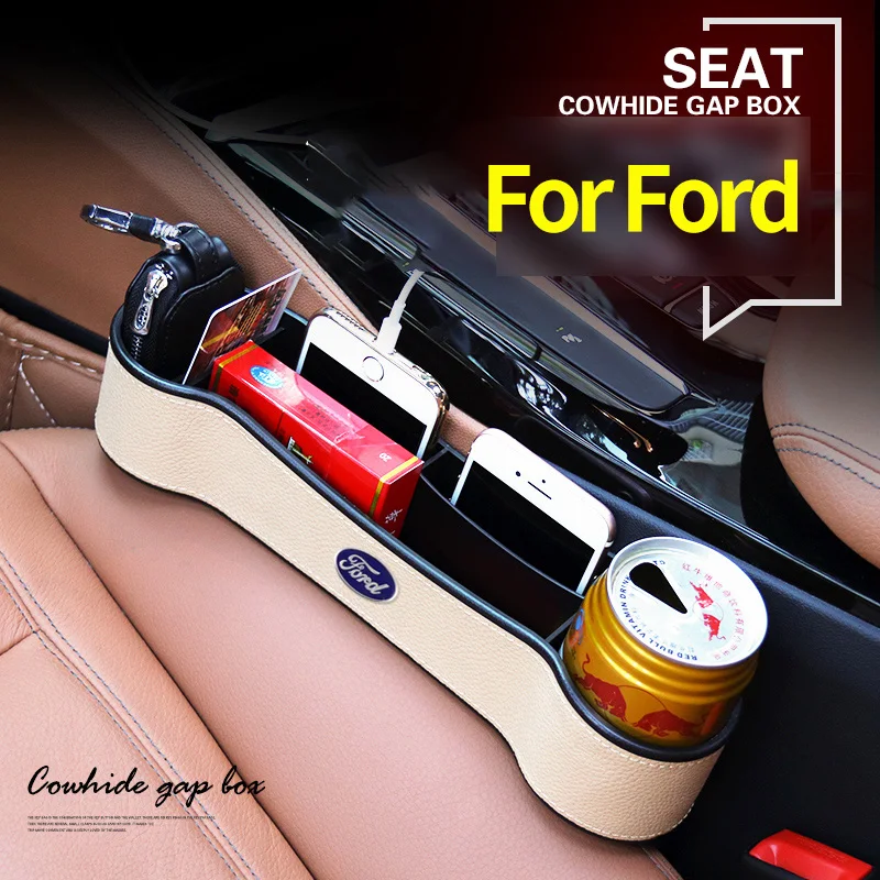 

Storage Box Car Organizer Seat Gap PU Case Pocket Car Seat Side Slit for Wallet Phone Coins Cigarette Keys Cards For Ford