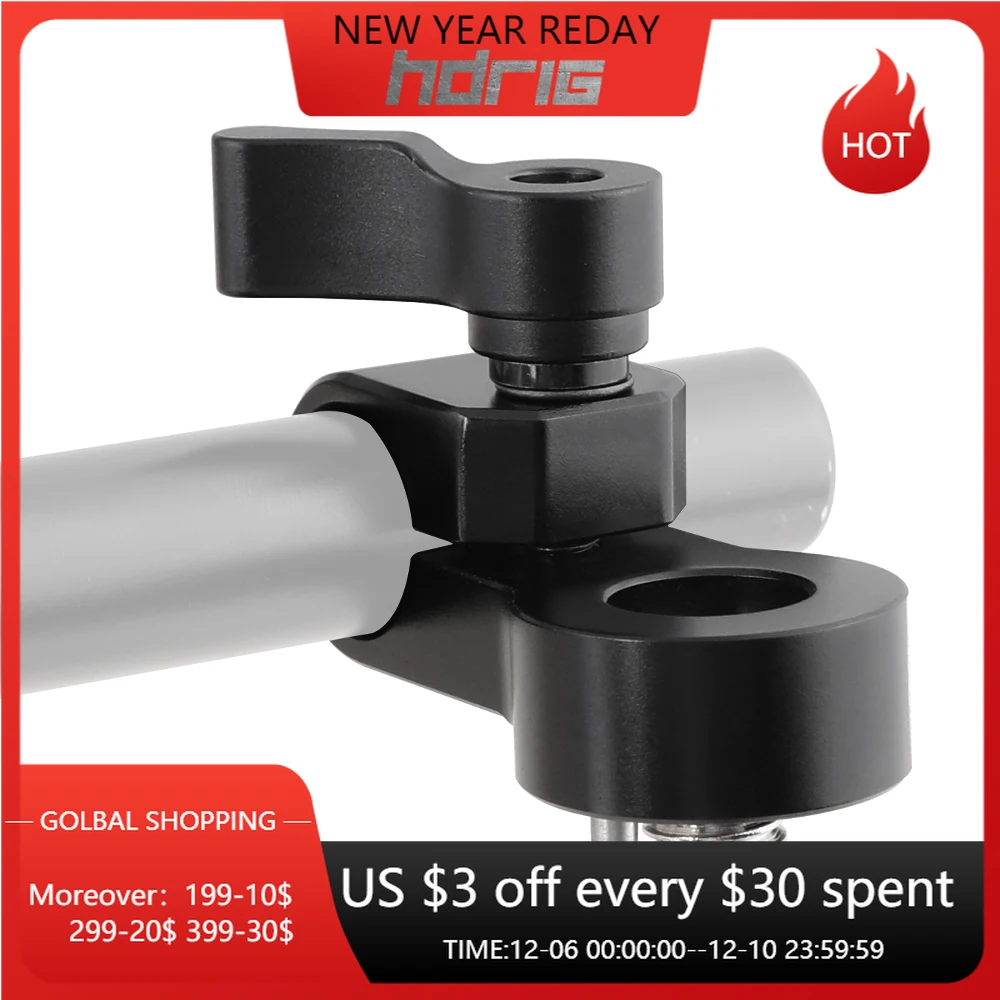 

HDRIG For DSLR Camera Cage Kit Rod Support 15mm Single Rod Clamp Adapter Convert 3/8"-16 Mounting Screw