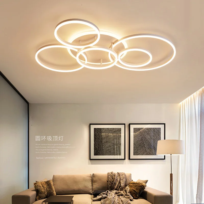 

Ring led chandelier ceiling living room bedroom study room light white/brown modern ceiling light WF1119