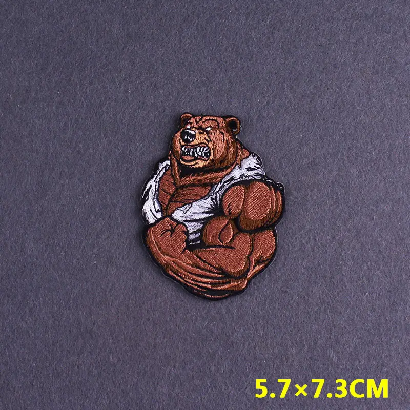 Тренажерный зал животных сильный Единорог Акула патч вышитые патчи на одежде