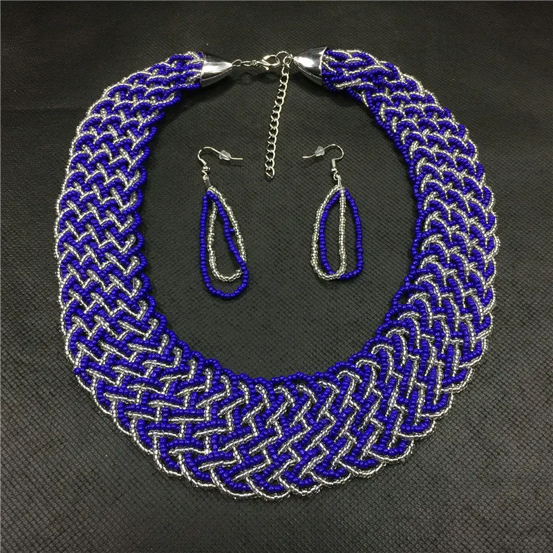 

Bohemian Style Handmade Woven Beaded Necklace Colorful Multilayer Seed Bead Statement Necklace Wholesale