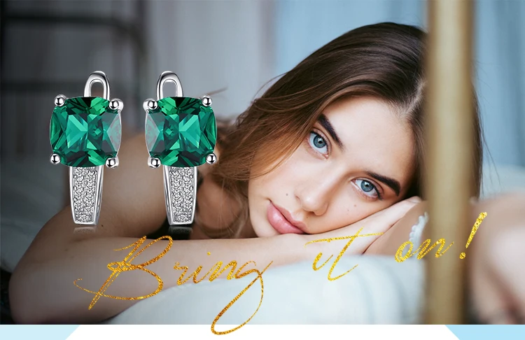 Jewelrypalace Подушки 3.1ct создан Зеленый Изумрудный Клипсы реального стерлингового серебра 925 Талисманы Красивые ювелирные изделия для, женская обувь