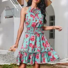 Летнее платье 2021 женские Цветочный принт пикантные повседневные свободные тонкие пляжные вечерние платье размера плюс с v-образной горловиной мини платье Vestidos