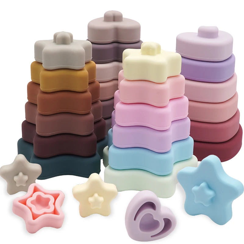 New Design Fidget Toys For Newborns BPA Free Silicone Teething Infant Chewing Toy Building Blocks Nursing Gift For Baby Teether