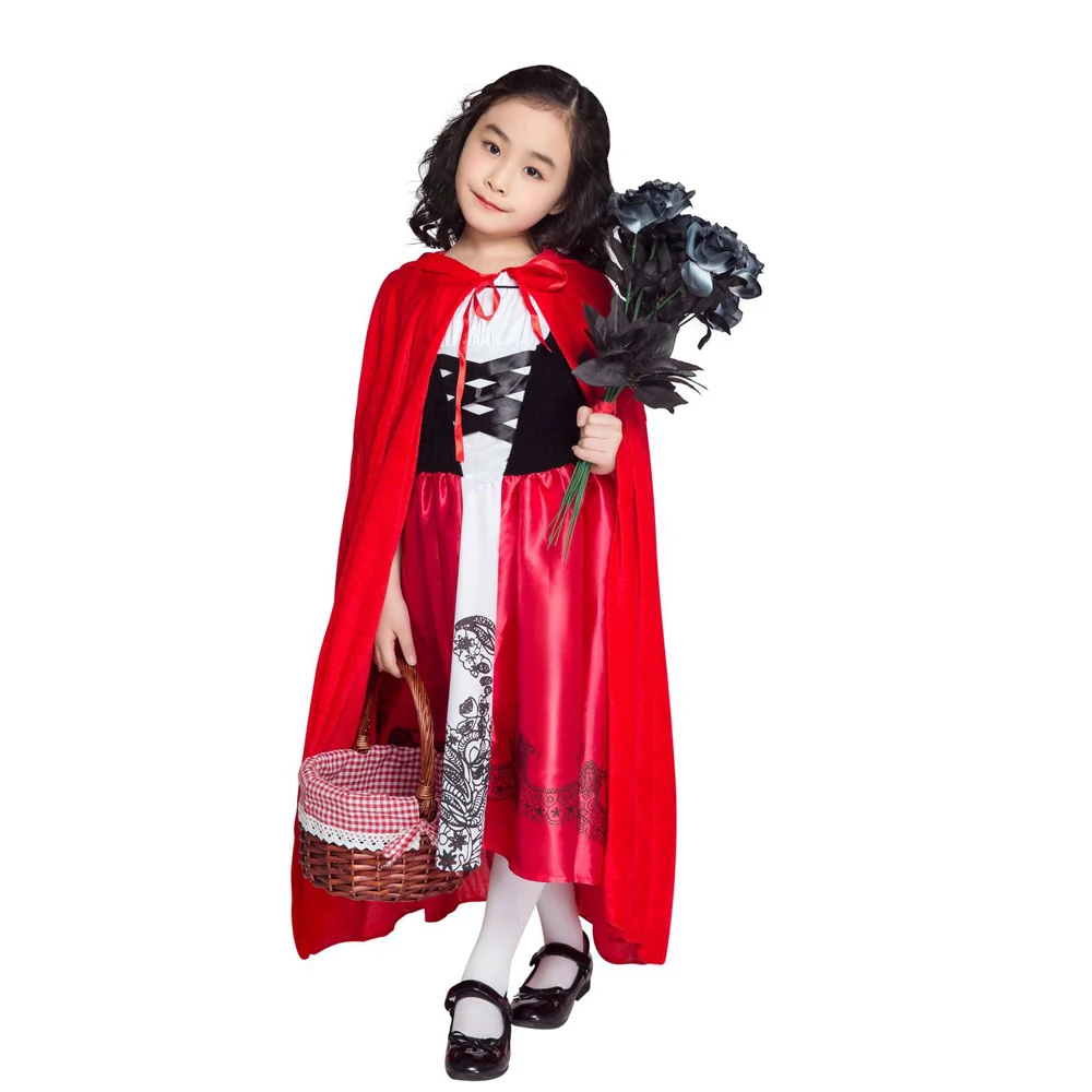 

Платье для девочек, косплей, вечерний костюм, платье, одежда, маленький красный капюшон для верховой езды, Детский костюм на Хэллоуин для дев...