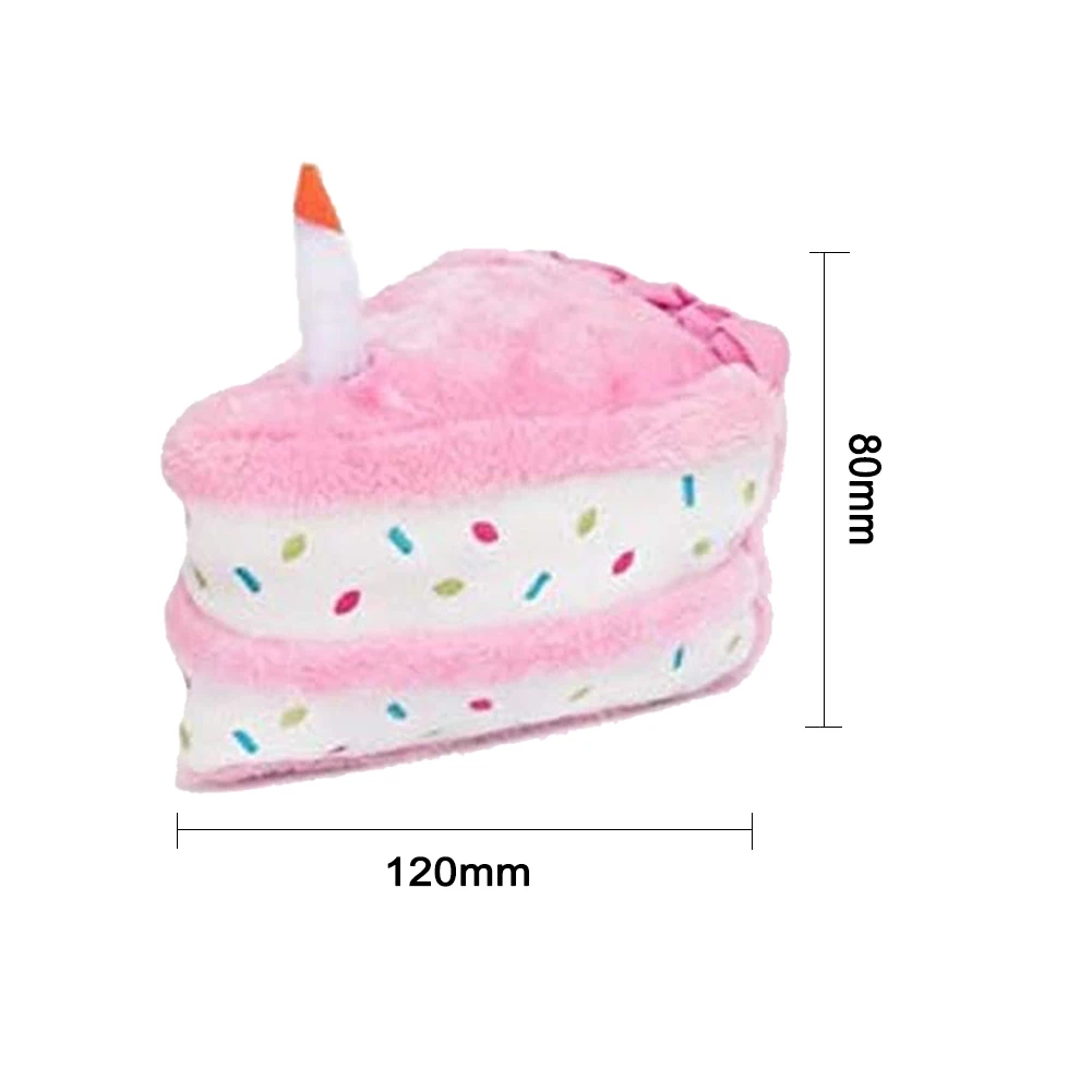 

Cute Dog Toy Plush Birthday Cake Play Interactive Bite Resistant Celebration Squeaky Chew Soft Cupcake Stuffed Pet Toys