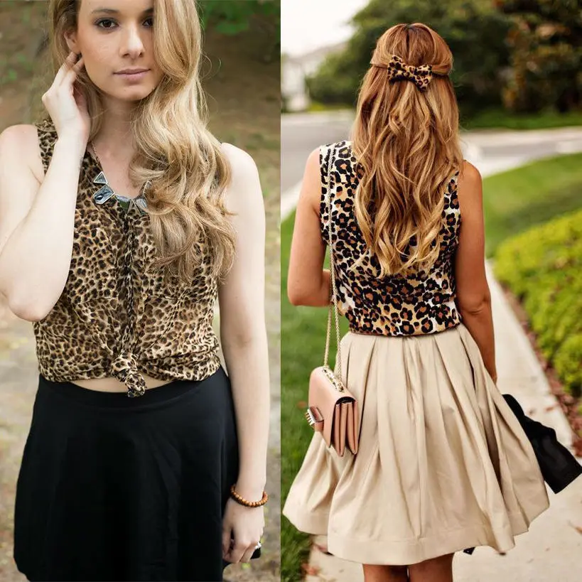 

Summer Fashion Women Sexy Cotton Vest Hot Crop Top Leopard Print Tanks Casual Camis Hot sale