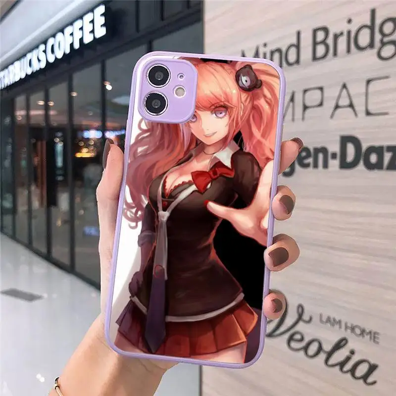 

Danganronpa Phone Case For iPhone 12 11 Mini Pro XR XS Max 7 8 Plus X Matte transparent Purple Back Cover