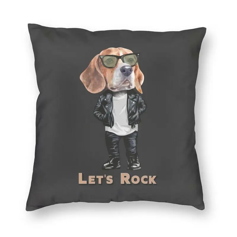

Чехол-Подушка Let's Rock, домашние декоративные подушки с забавным рисунком Бигля, диванная подушка для гостиной, двусторонняя печать