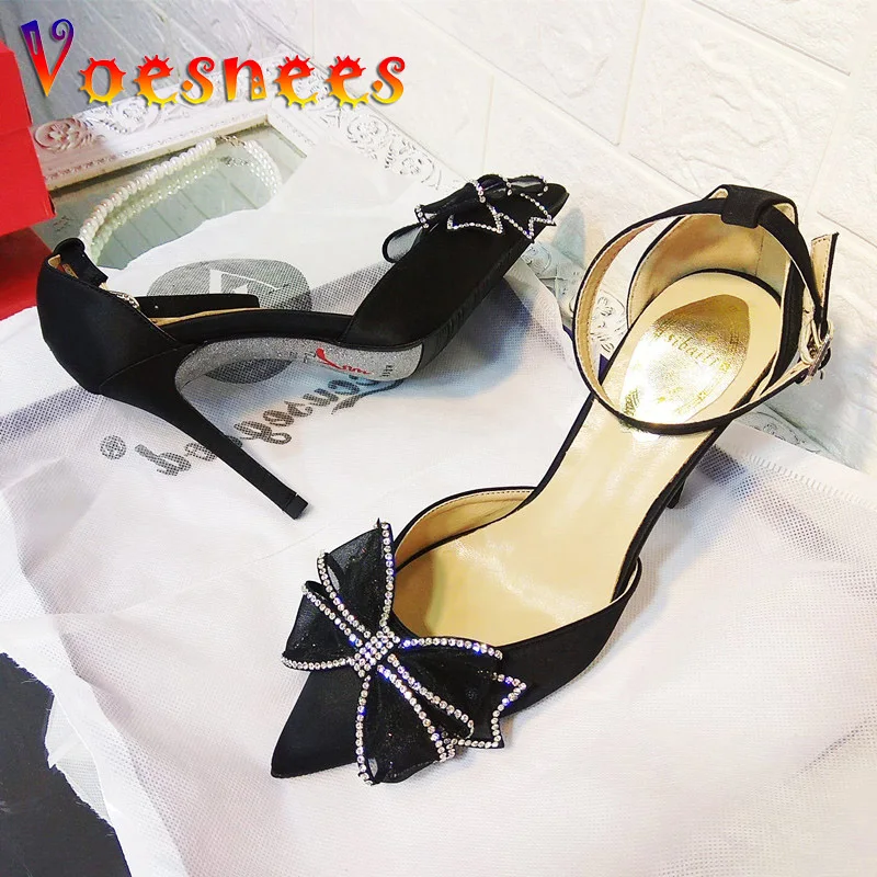 Туфли женские свадебные шелковые элегантные пикантные красные туфли на каблуке