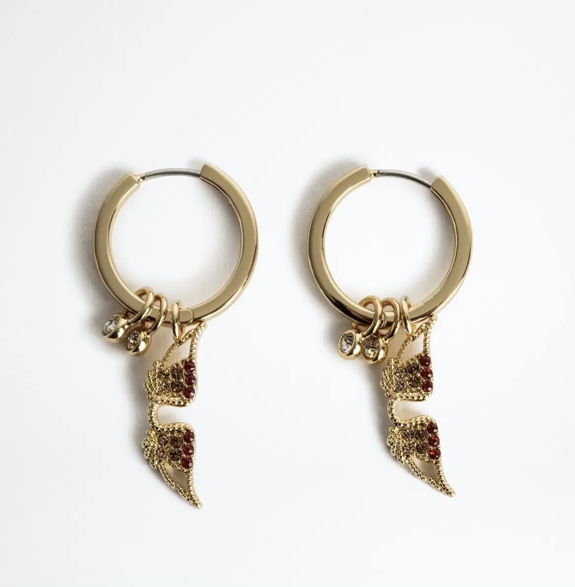 Женские серьги Стразы с крыльями модные простые Стильные женские блестящие