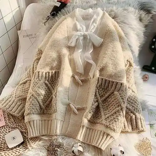 Осень-зима Женский вязаный свитер 2019 корейский Кардиган с v-образным вырезом