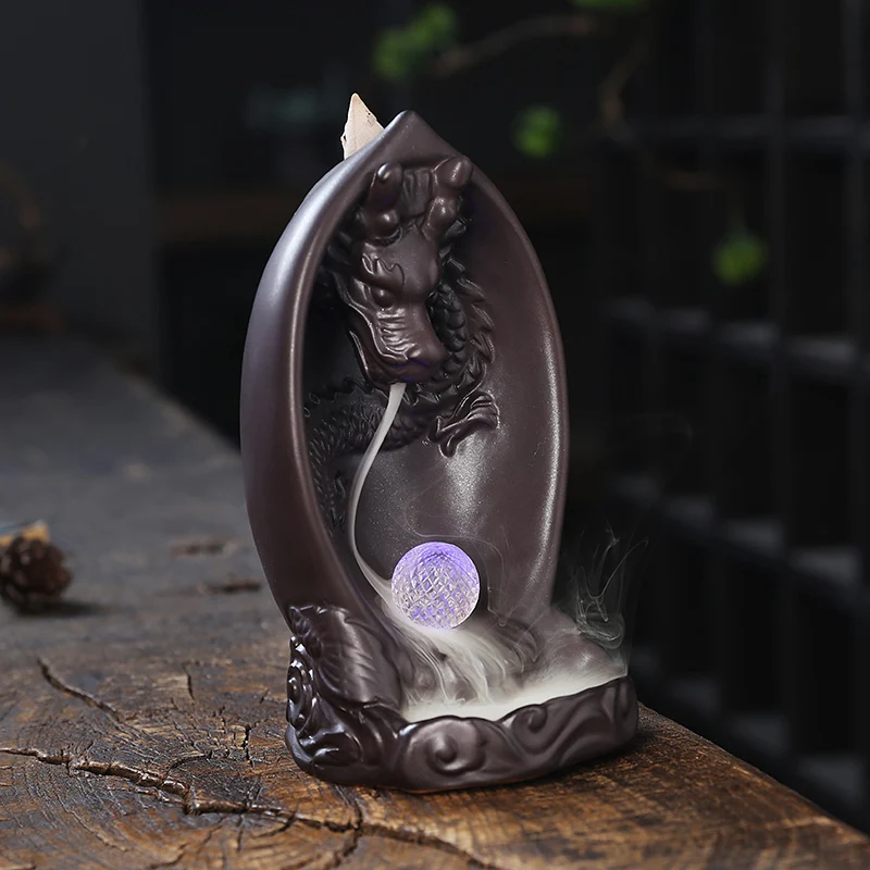 

Керамические подарки, счастливый фэн-шуй, держатель для благовоний дракона, зеркальная курильница с 6 светодисветодиодный дами