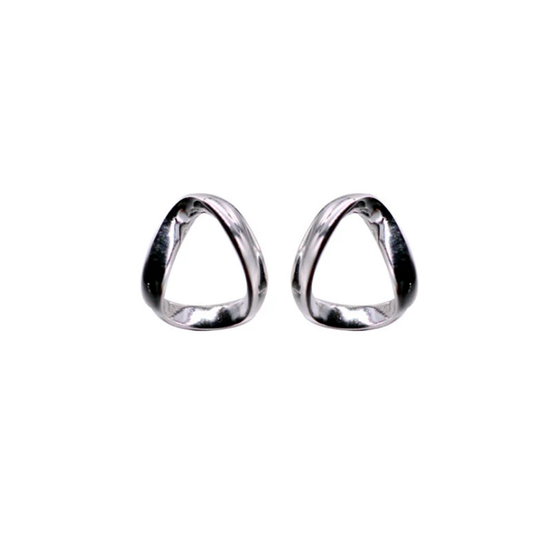 

New Arrival Simple Classic Glossy Triangle Small Earrings For Women Tibetan Sliver Twisted Ear Studs Korean Fashion Earrings