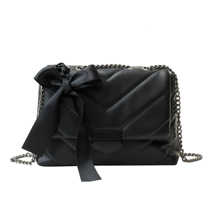 

Luxury Women Brand Handbags 2021 Stylish Petty Quality PU Leather Chains Shoulder Bag Square Female Travel Crossbody Bags Black