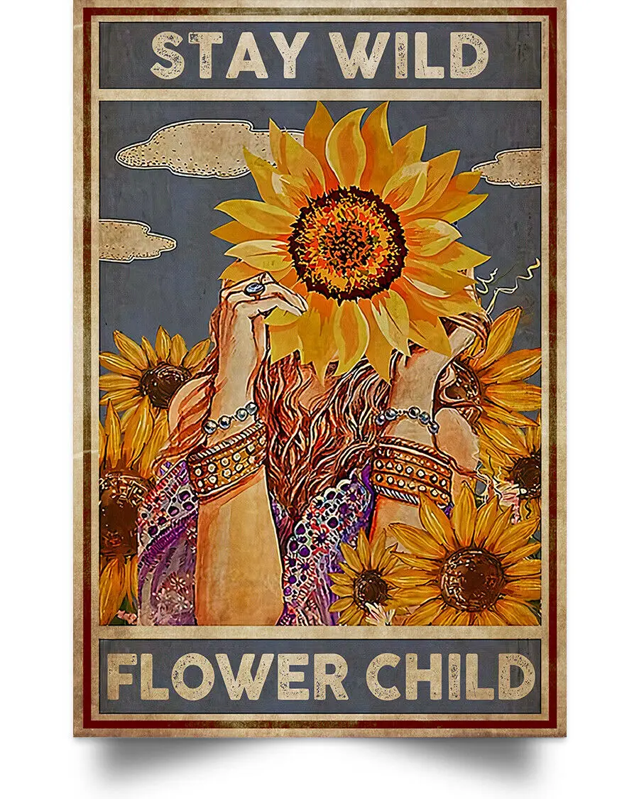 Постер в стиле хиппи для девочек Декор дома металлическая пластина винтажный