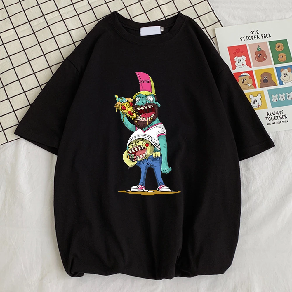 

Zombies Eat Pizza Ice Cream Printed Men T Shirt Cool Vintage Tshirt Graphic Funny T-Shirts Funny Soft Mens Short Sleeves