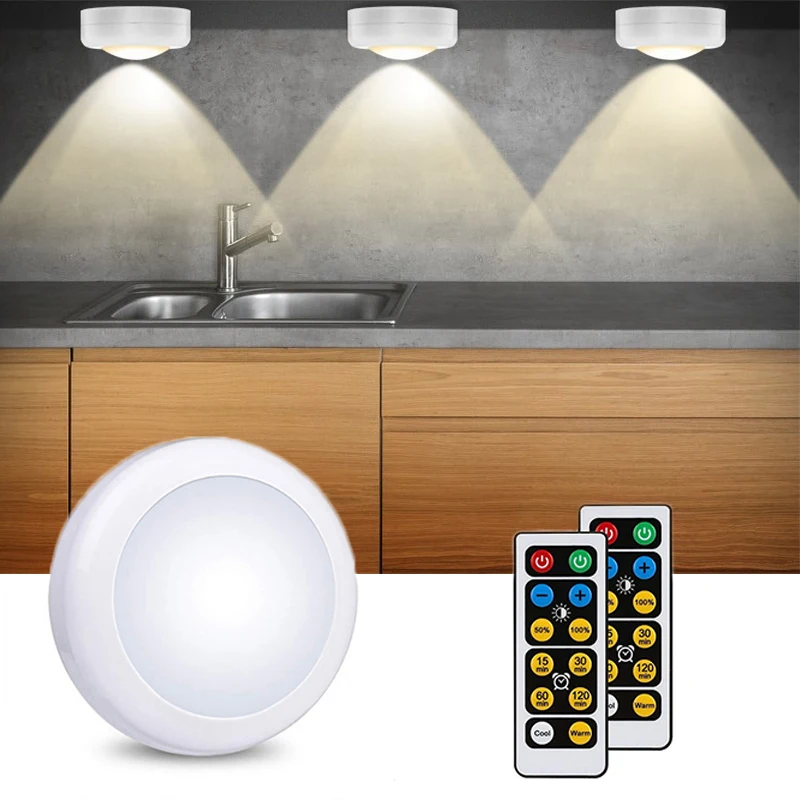 

Led Cabinet Light White+Warm light Color Remote Control Wireless Dimmable LED Night Lamps Battery Light for Closet Kitchen Stair